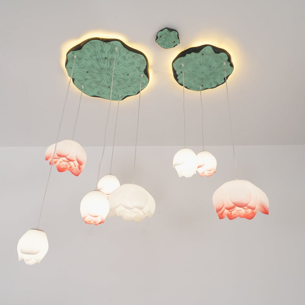 Lustra Chandelier Pendante 7 Lumières Rose Blanc - Neutralighting
