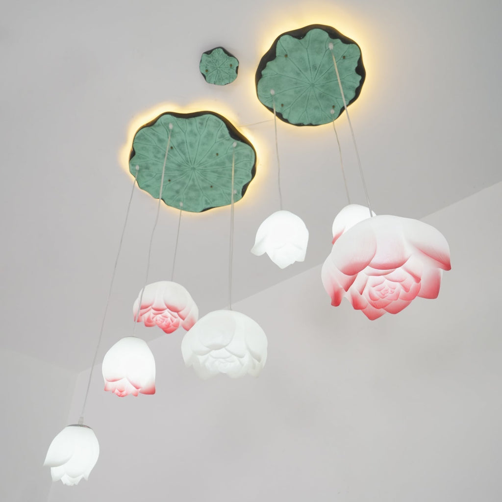 Lustra Chandelier Pendante 7 Lumières Rose Blanc - Neutralighting