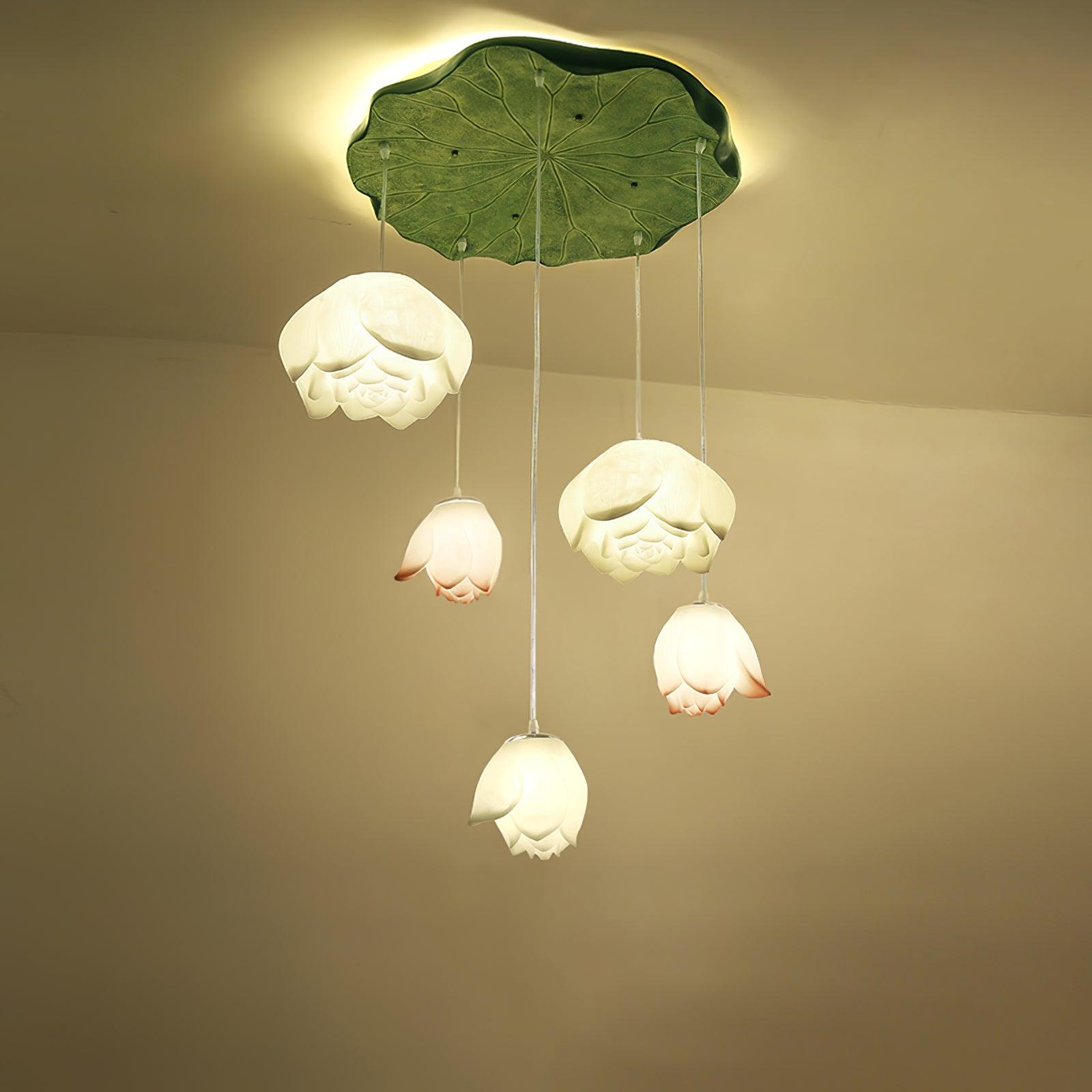 Lustra Chandelier Pendante 7 Lumières Rose Blanc - Neutralighting
