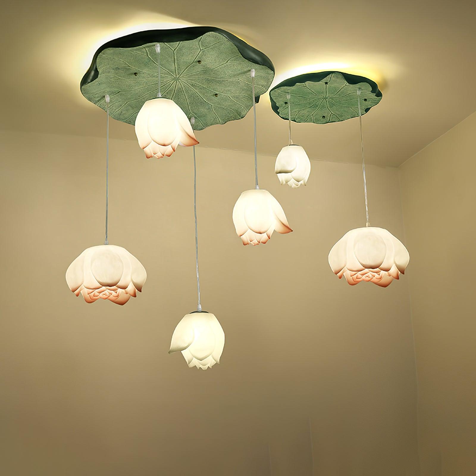 Lustra Chandelier Pendante 7 Lumières Rose Blanc - Neutralighting