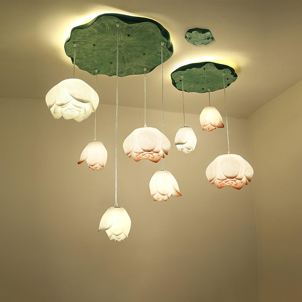 Lustra Chandelier Pendante 7 Lumières Rose Blanc - Neutralighting