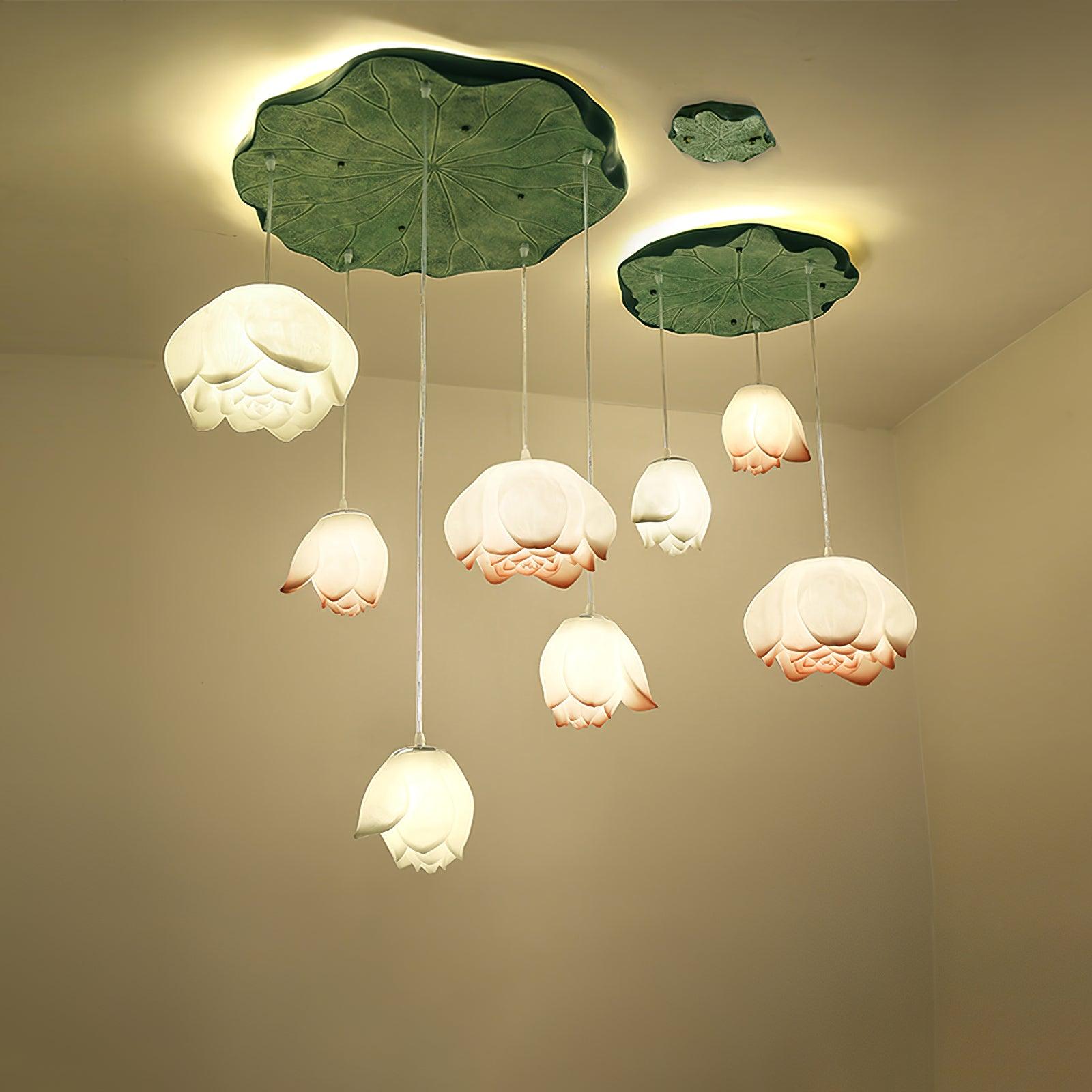 Lustra Chandelier Pendante 7 Lumières Rose Blanc - Neutralighting