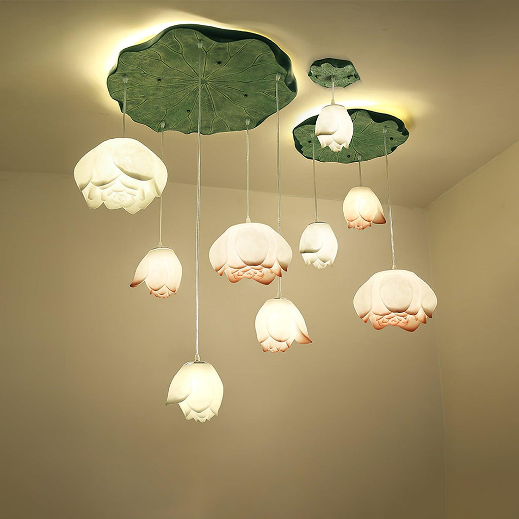 Lustra Chandelier Pendante 7 Lumières Rose Blanc - Neutralighting