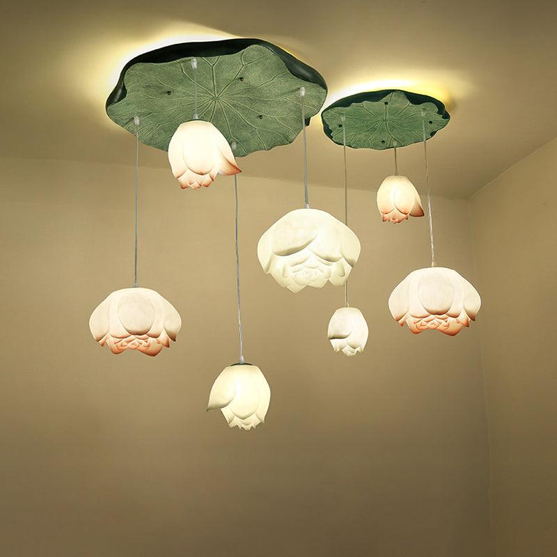 Lustra Chandelier Pendante 7 Lumières Rose Blanc - Neutralighting