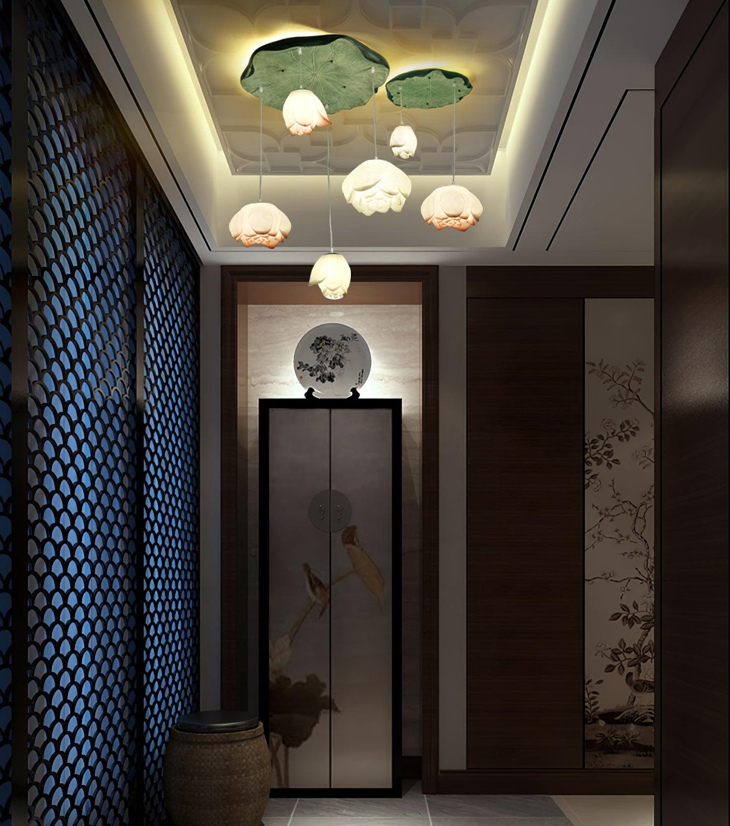 Lustra Chandelier Pendante 7 Lumières Rose Blanc - Neutralighting