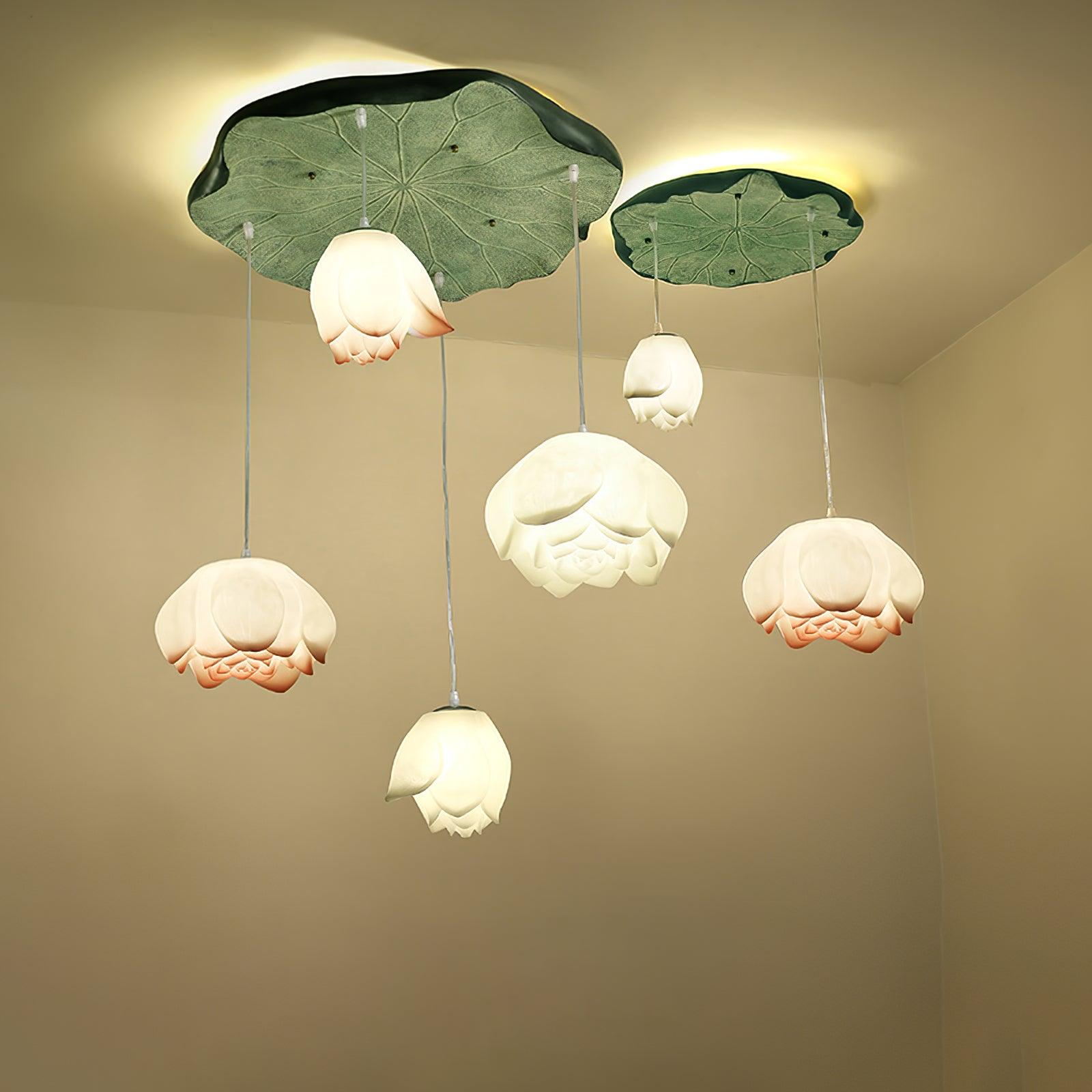 Lustra Chandelier Pendante 7 Lumières Rose Blanc - Neutralighting