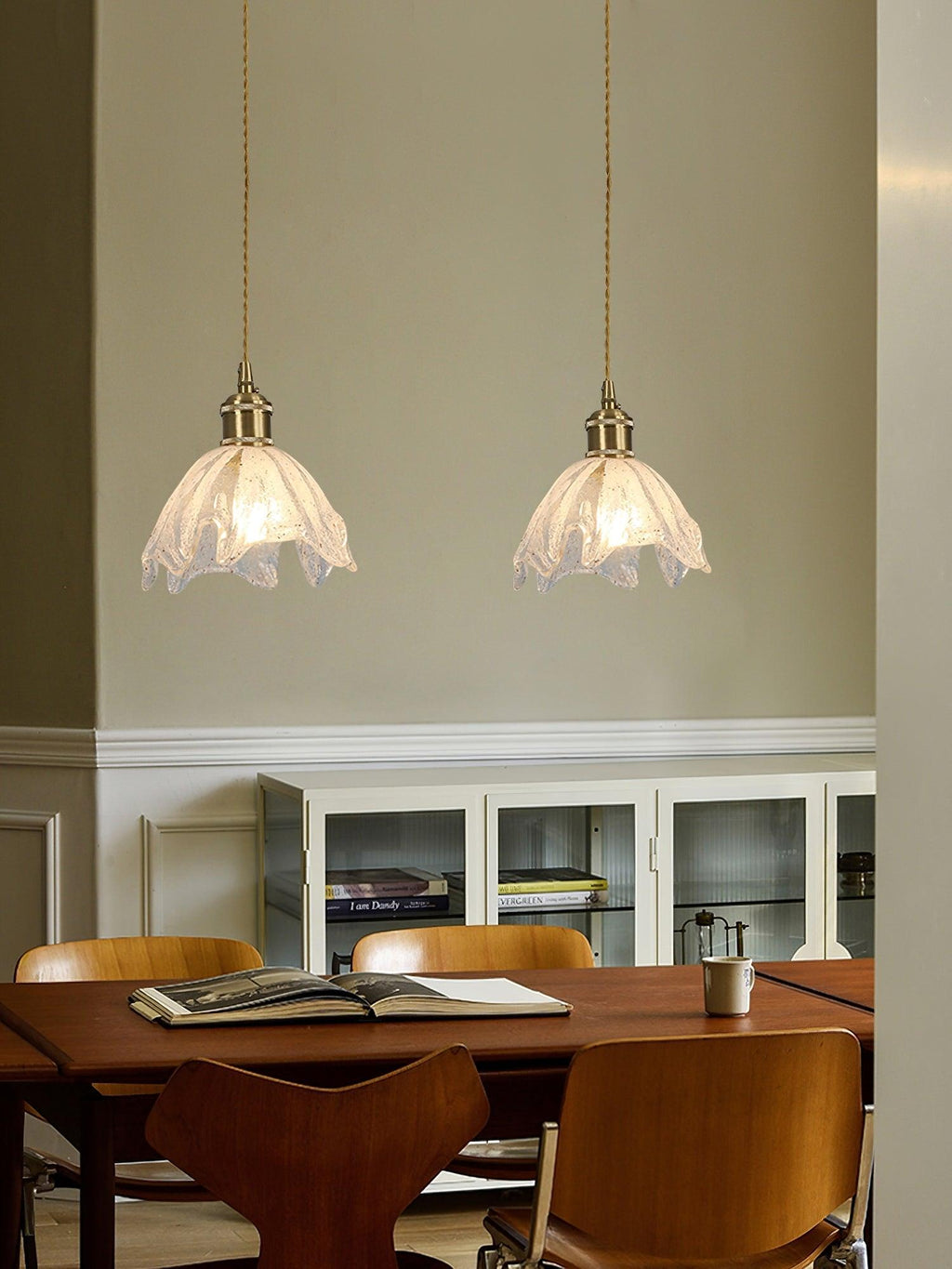 Solara Suspension en Laiton Verre Froissé Lotus Vintage - Neutralighting
