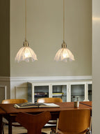 Solara Suspension en Laiton Verre Froissé Lotus Vintage - Neutralighting