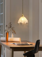 Solara Suspension en Laiton Verre Froissé Lotus Vintage - Neutralighting