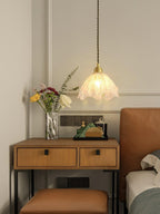 Solara Suspension en Laiton Verre Froissé Lotus Vintage - Neutralighting