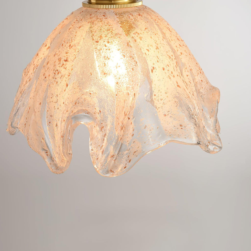 Solara Suspension en Laiton Verre Froissé Lotus Vintage - Neutralighting