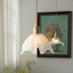 Solara Suspension en Laiton Verre Froissé Lotus Vintage - Neutralighting