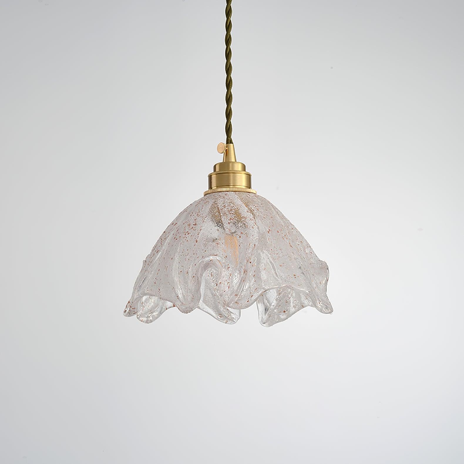 Solara Suspension en Laiton Verre Froissé Lotus Vintage - Neutralighting