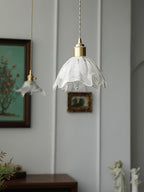 Solara Suspension en Laiton Verre Froissé Lotus Vintage - Neutralighting