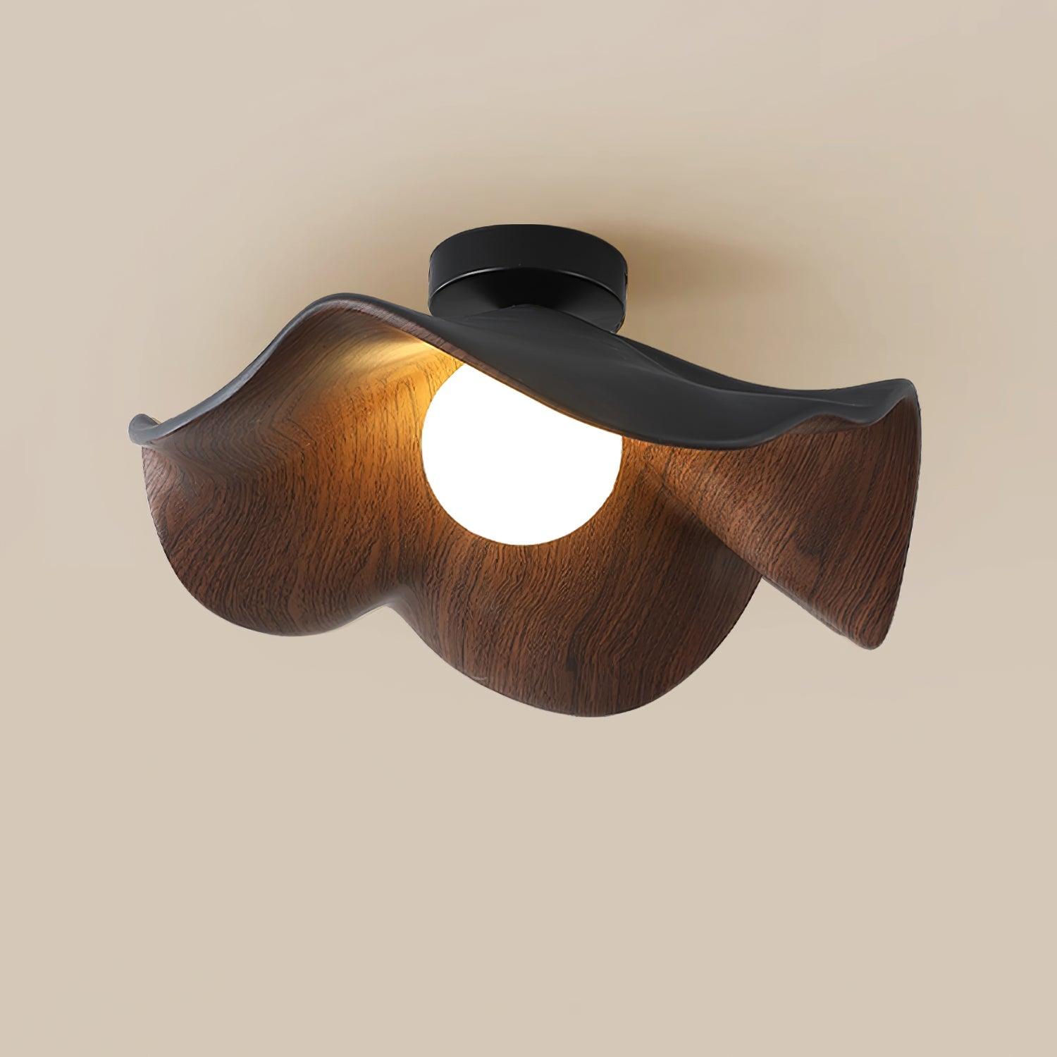 Solara Plafonnier Feuille de Lotus avec finition bois et blanc - Neutralighting