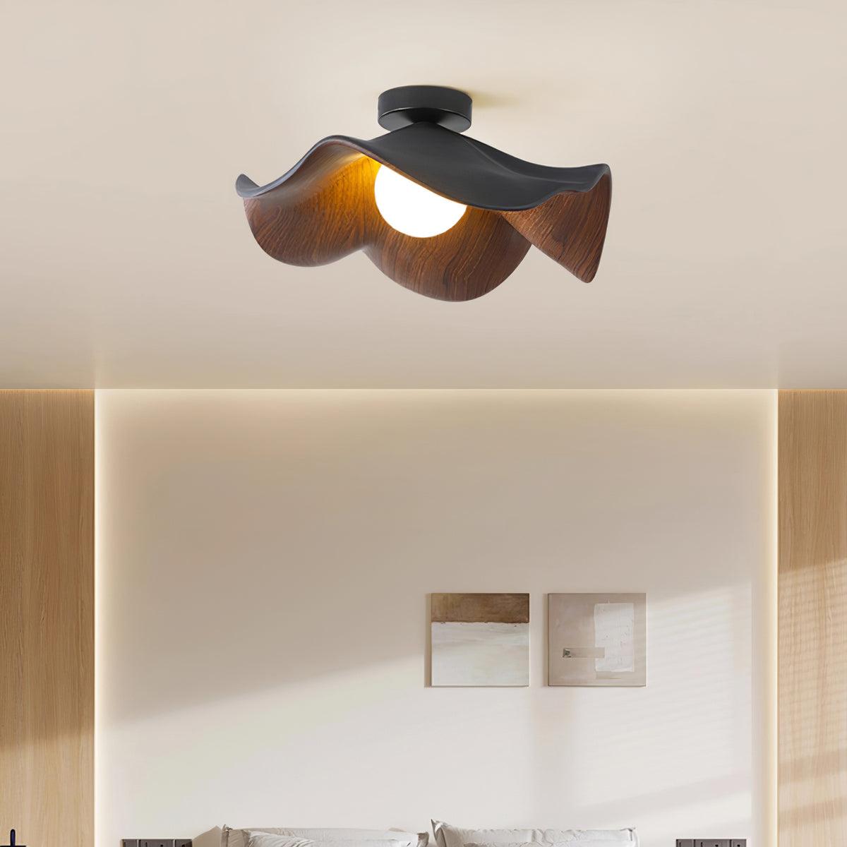 Solara Plafonnier Feuille de Lotus avec finition bois et blanc - Neutralighting
