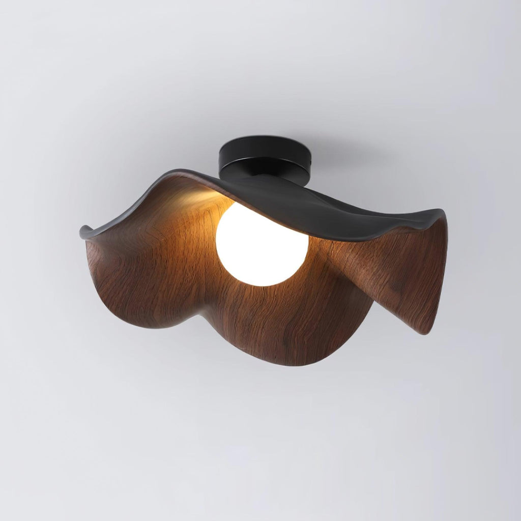 Solara Plafonnier Feuille de Lotus avec finition bois et blanc - Neutralighting