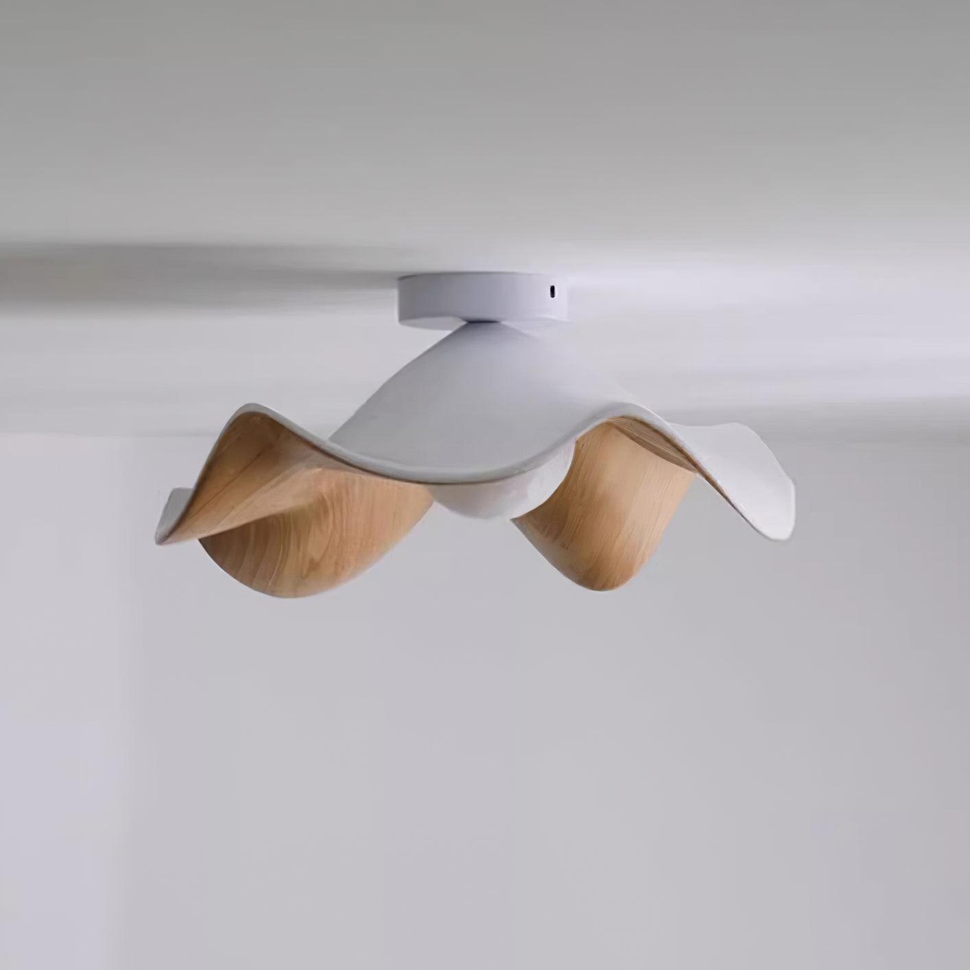 Solara Plafonnier Feuille de Lotus avec finition bois et blanc - Neutralighting