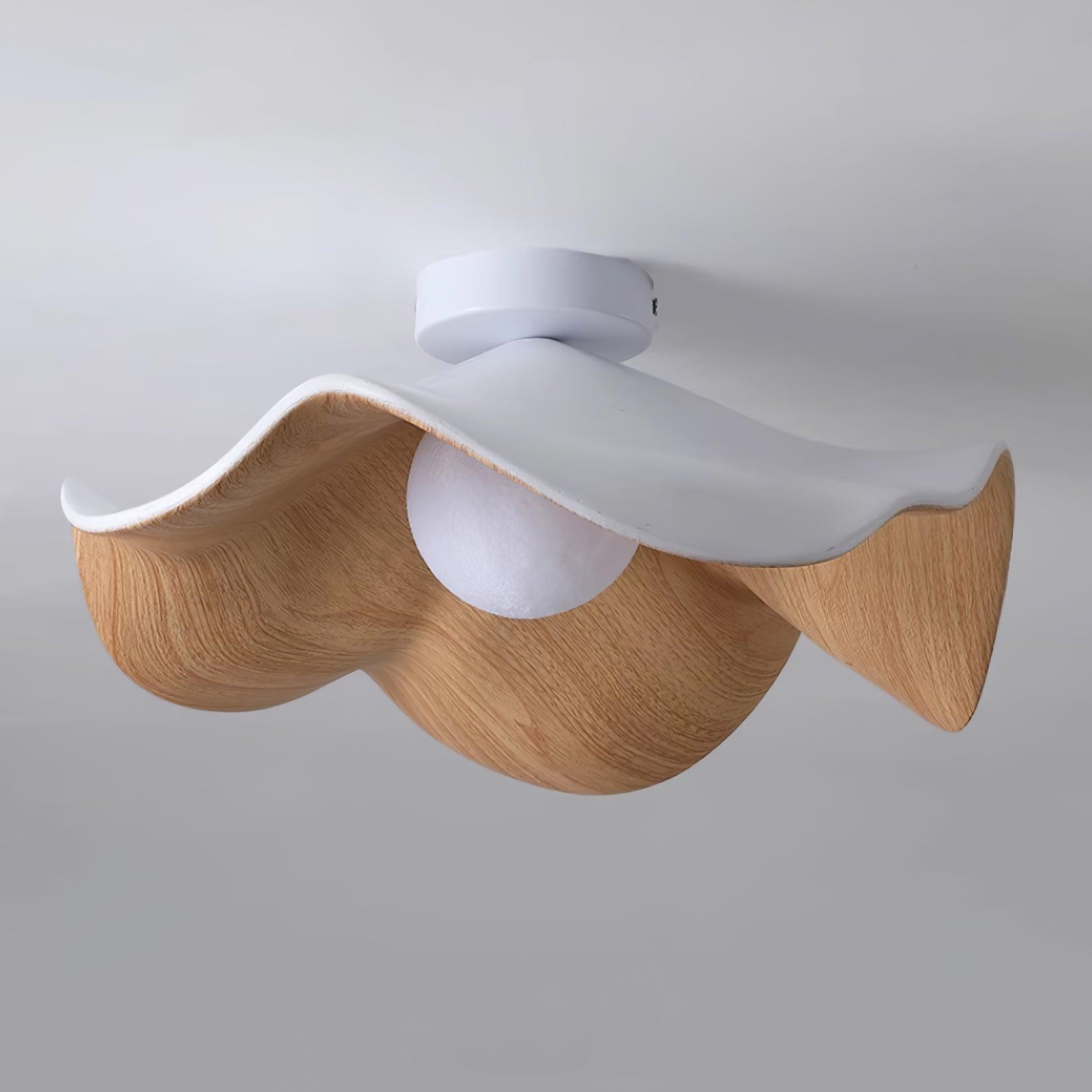 Solara Plafonnier Feuille de Lotus avec finition bois et blanc - Neutralighting