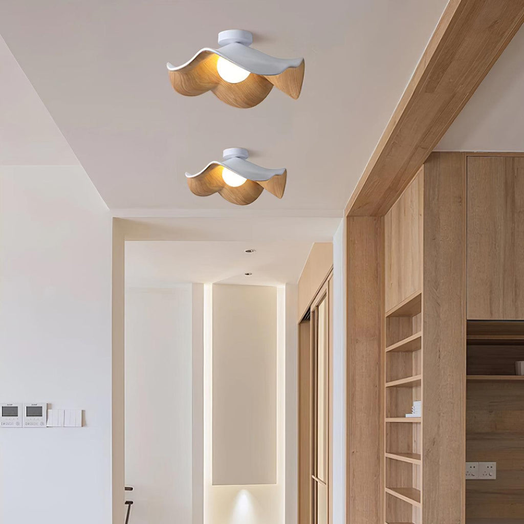 Solara Plafonnier Feuille de Lotus avec finition bois et blanc - Neutralighting