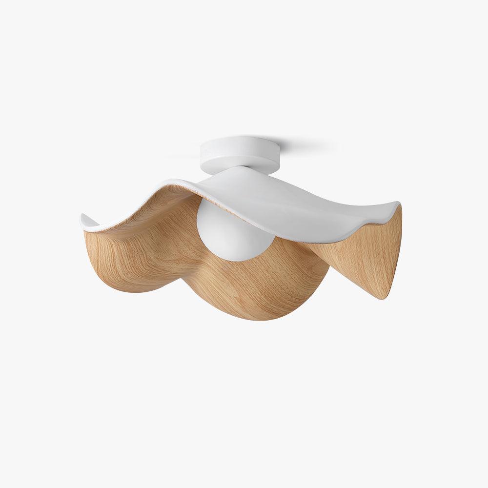 Solara Plafonnier Feuille de Lotus avec finition bois et blanc - Neutralighting
