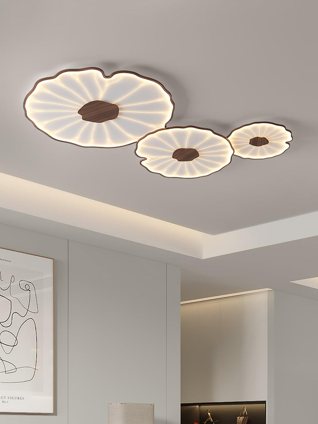 Solara Plafonnier Feuille de Lotus avec Finition Bois - Neutralighting