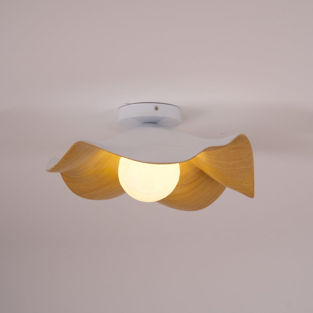 Solara Plafonnier Feuille de Lotus avec finition bois et blanc - Neutralighting