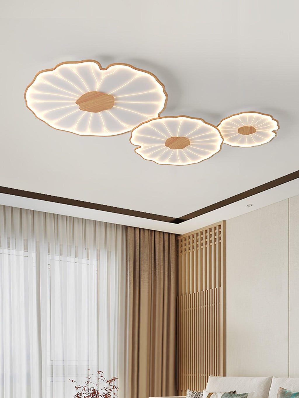 Solara Plafonnier Feuille de Lotus avec Finition Bois - Neutralighting