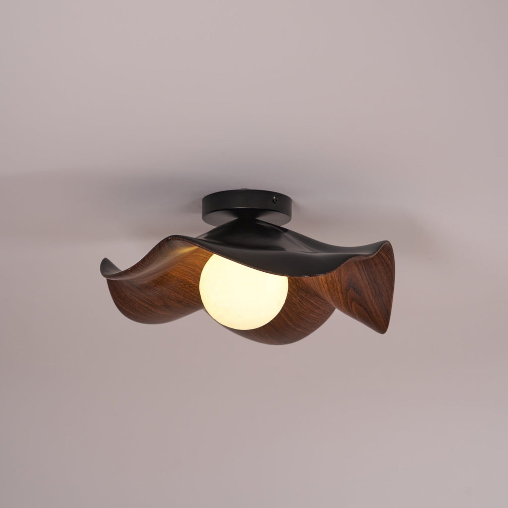 Solara Plafonnier Feuille de Lotus avec finition bois et blanc - Neutralighting