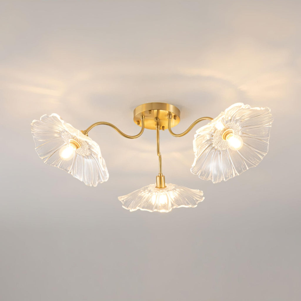 Solara Plafonnier en Verre Feuille avec Laiton Élégant - Neutralighting