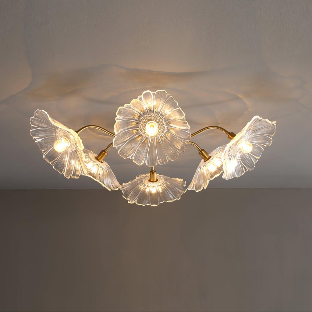 Solara Plafonnier en Verre Feuille avec Laiton Élégant - Neutralighting