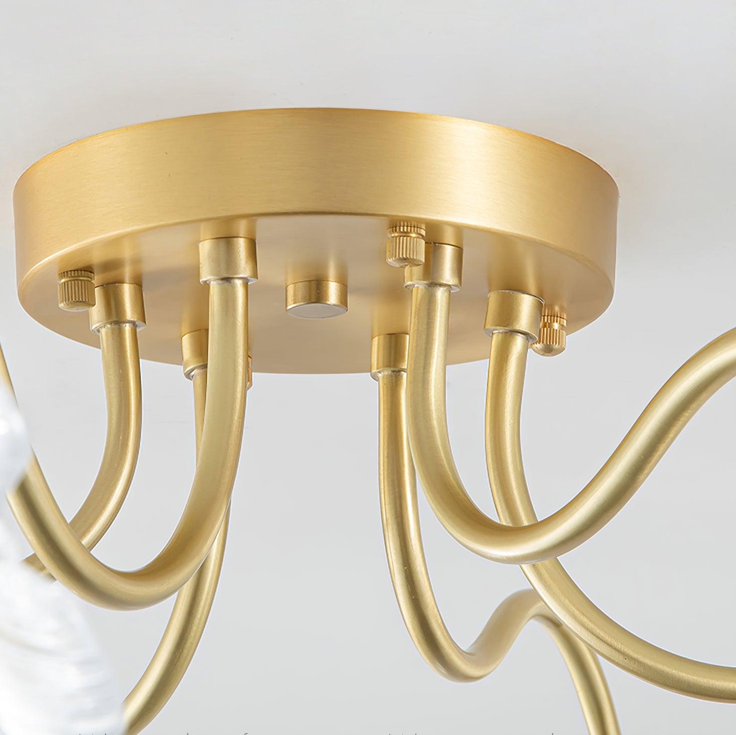 Solara Plafonnier en Verre Feuille avec Laiton Élégant - Neutralighting