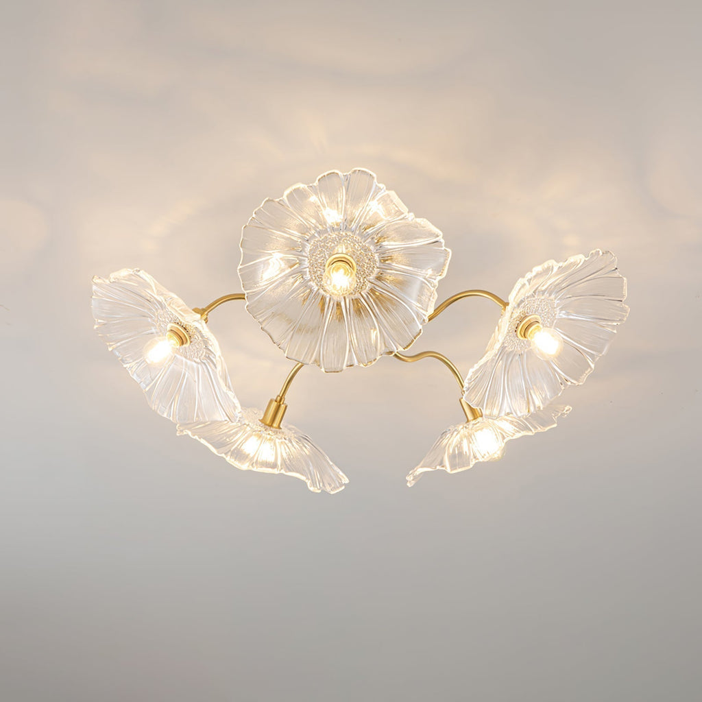 Solara Plafonnier en Verre Feuille avec Laiton Élégant - Neutralighting