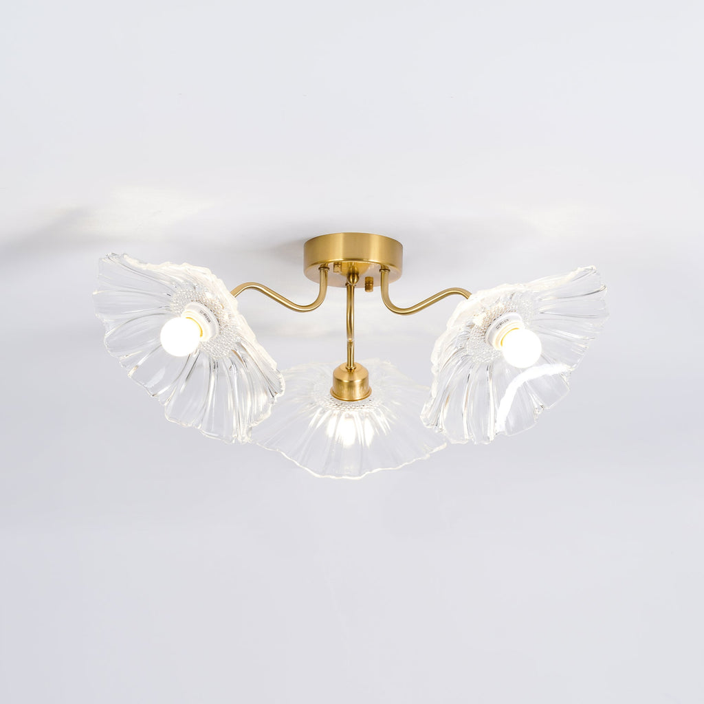 Solara Plafonnier en Verre Feuille avec Laiton Élégant - Neutralighting