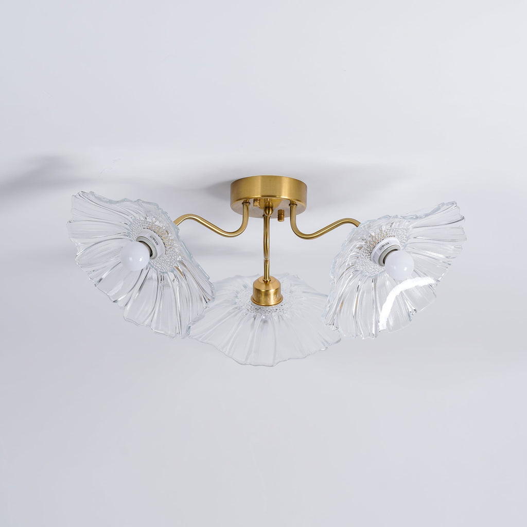 Solara Plafonnier en Verre Feuille avec Laiton Élégant - Neutralighting