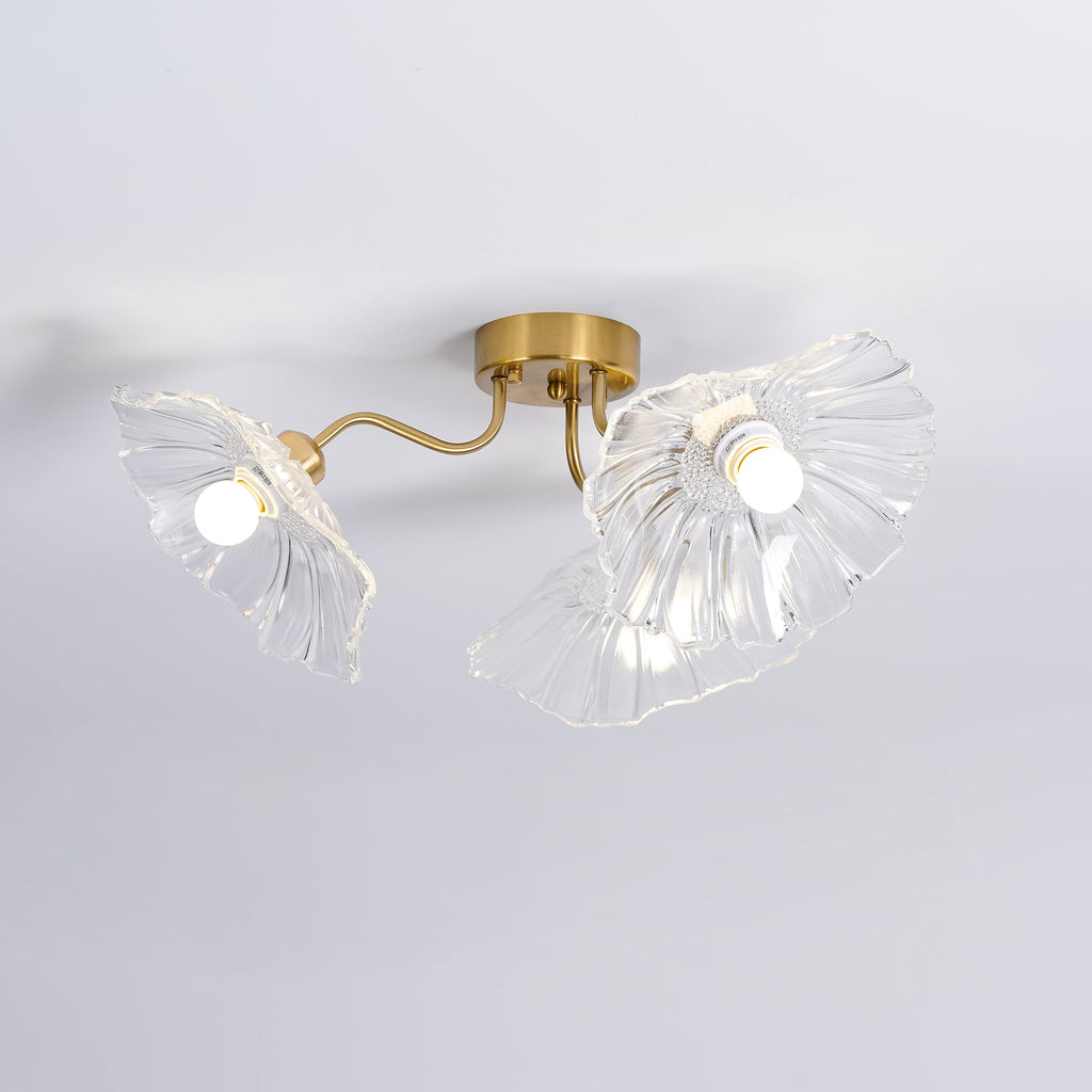 Solara Plafonnier en Verre Feuille avec Laiton Élégant - Neutralighting