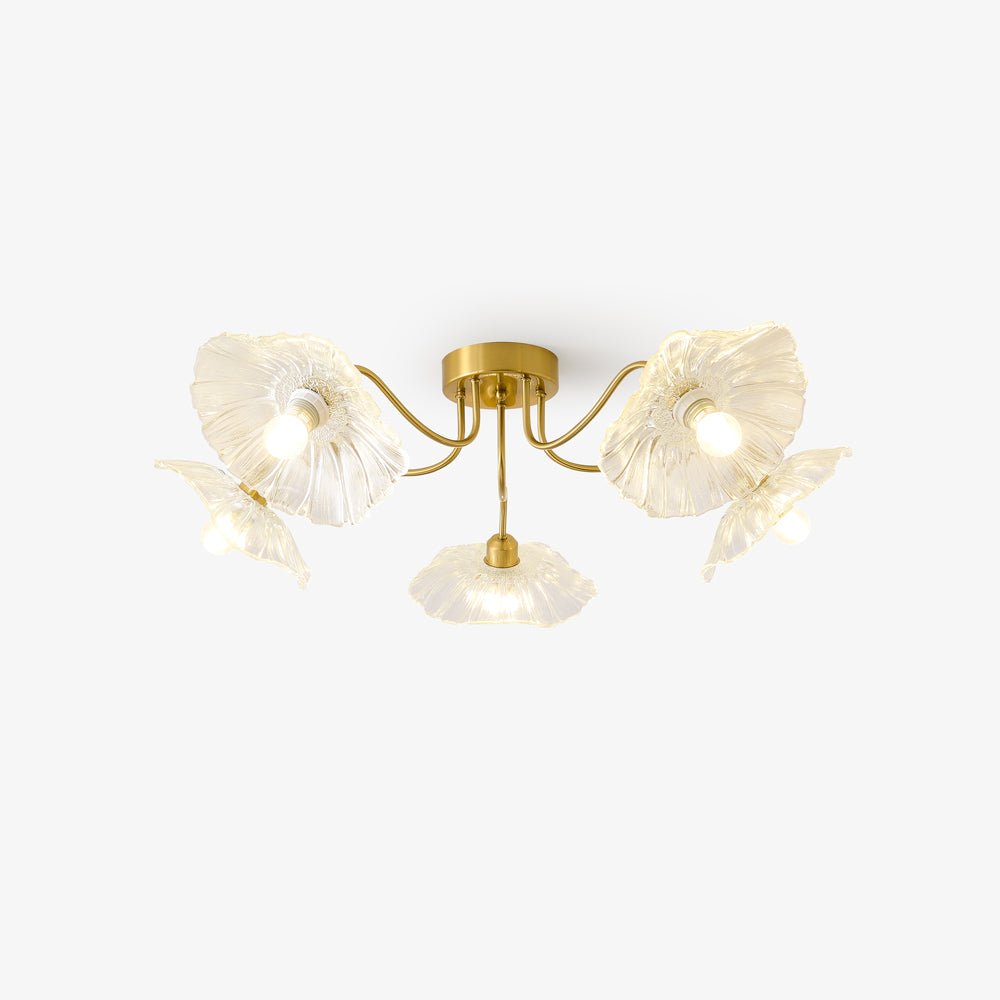 Solara Plafonnier en Verre Feuille avec Laiton Élégant - Neutralighting