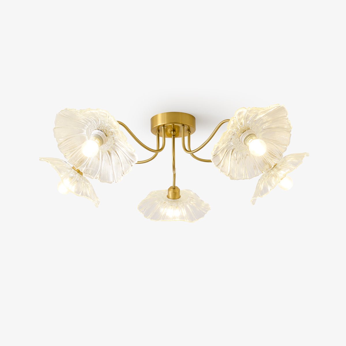 Solara Plafonnier en Verre Feuille avec Laiton Élégant - Neutralighting