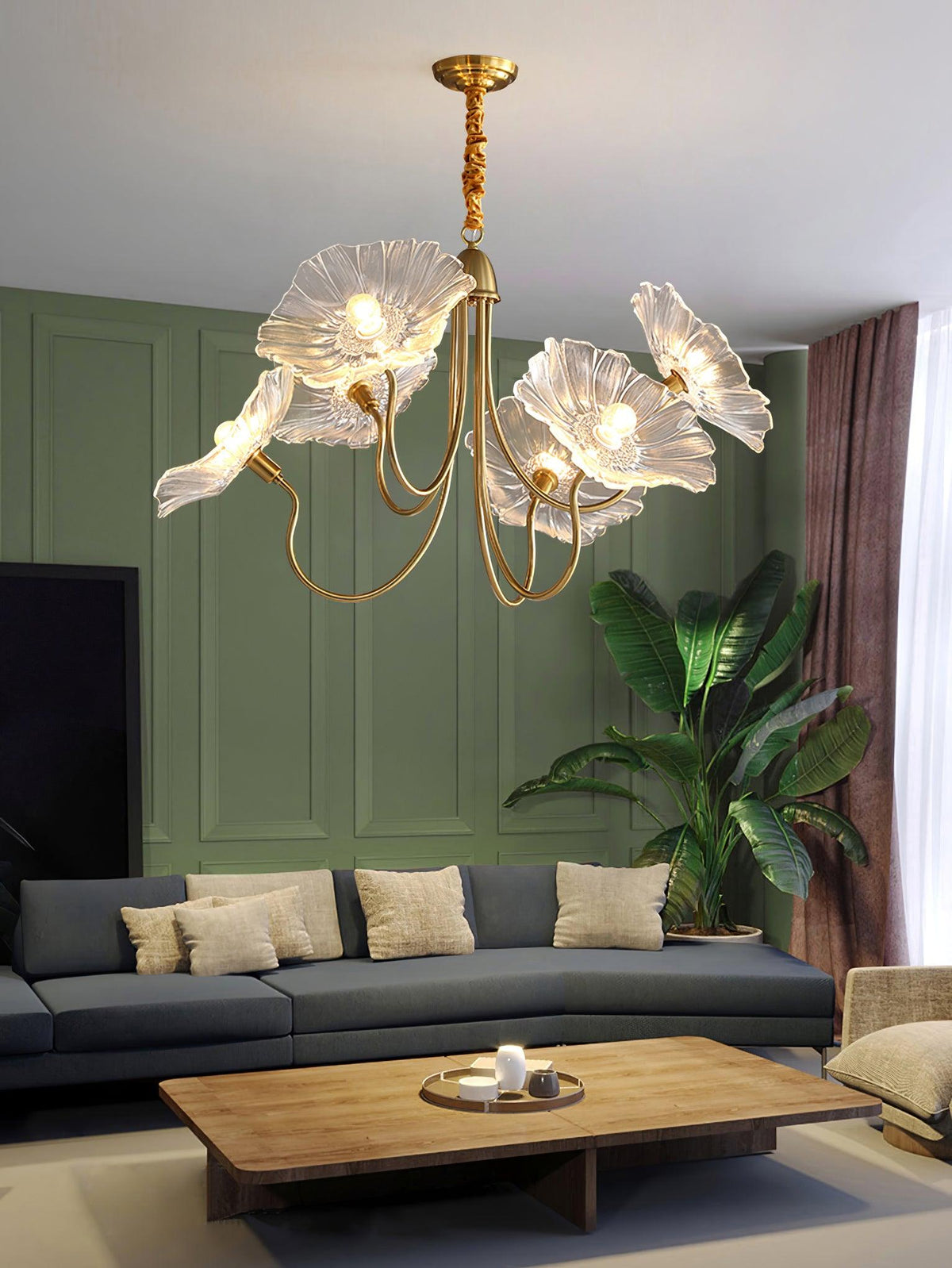 Lustra Chandelier Feuille de Lotus en Verre - Neutralighting