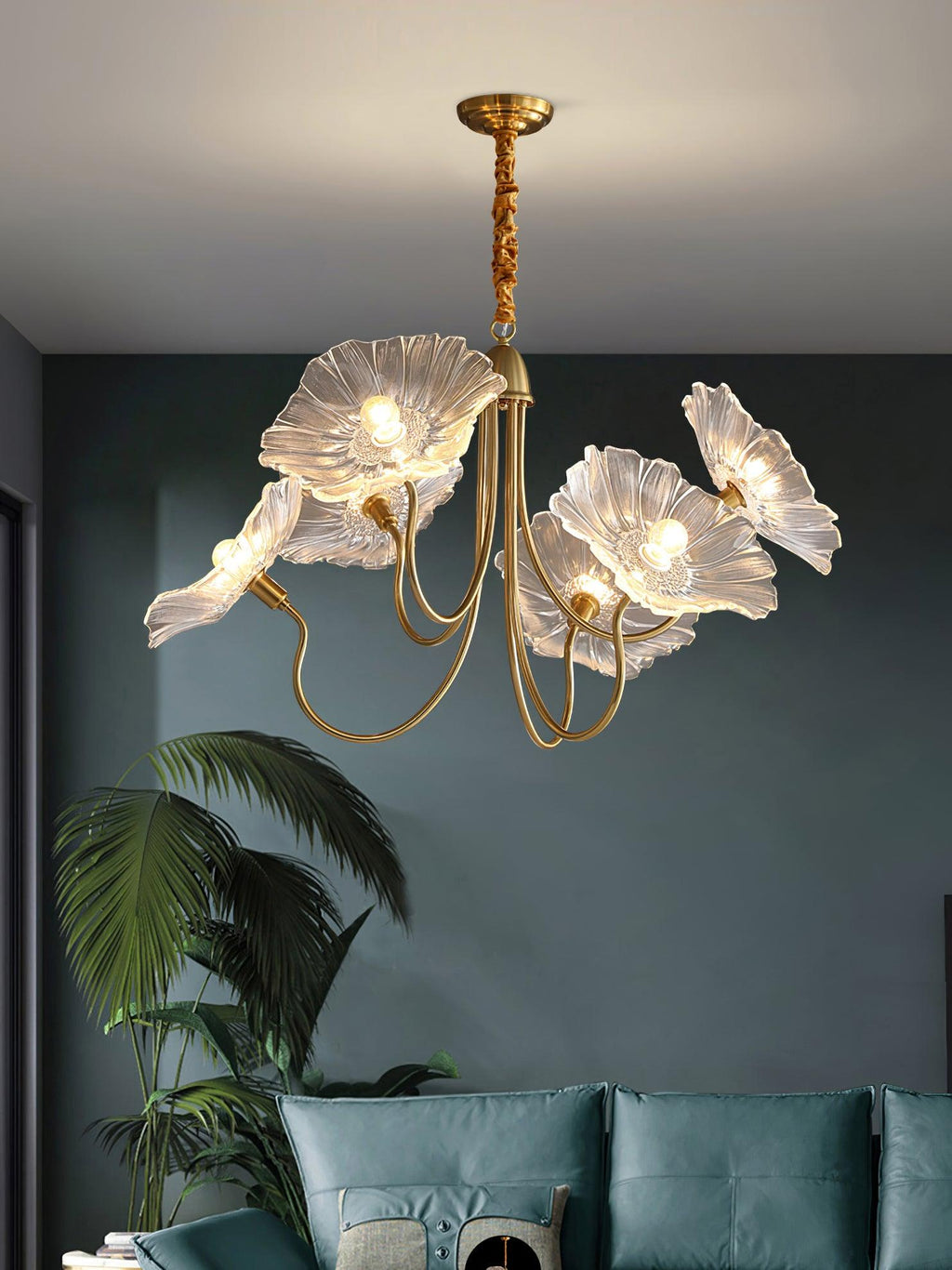 Lustra Chandelier Feuille de Lotus en Verre - Neutralighting