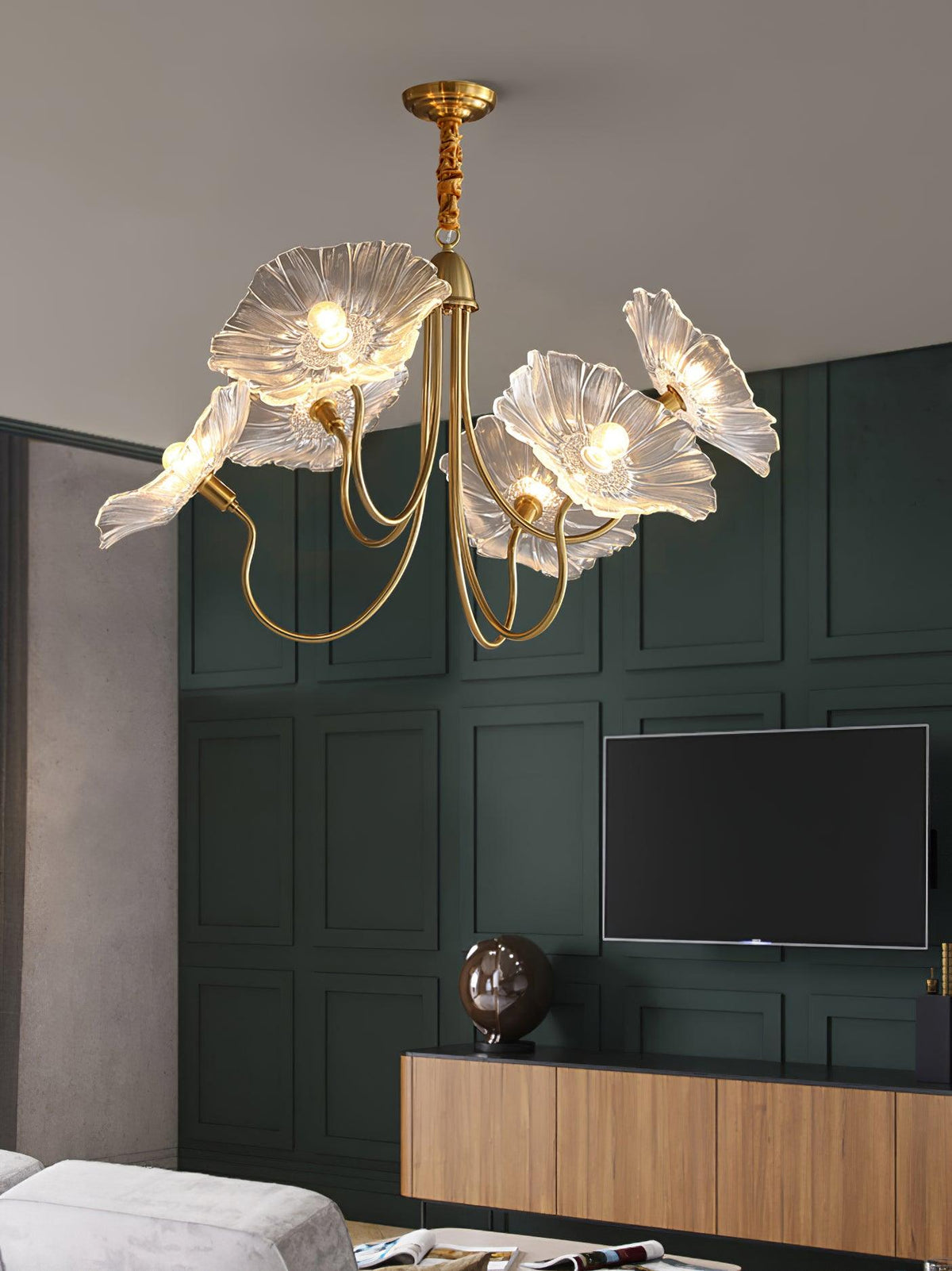 Lustra Chandelier Feuille de Lotus en Verre - Neutralighting