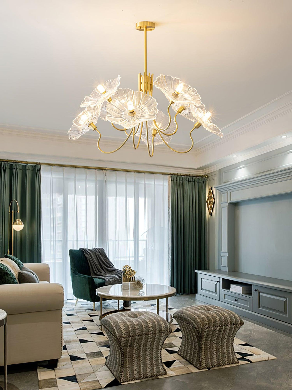 Lustra Chandelier Feuille de Lotus en Verre - Neutralighting