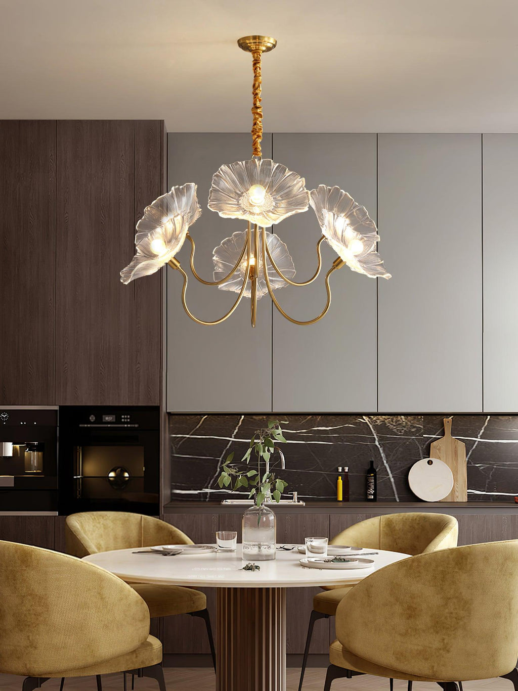 Lustra Chandelier Feuille de Lotus en Verre - Neutralighting
