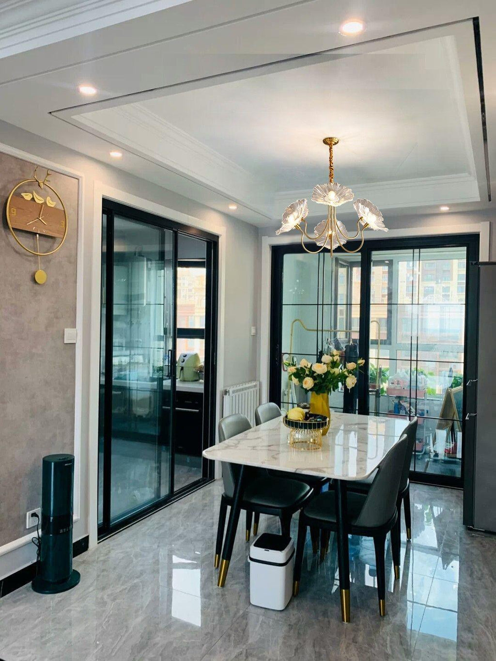Lustra Chandelier Feuille de Lotus en Verre - Neutralighting