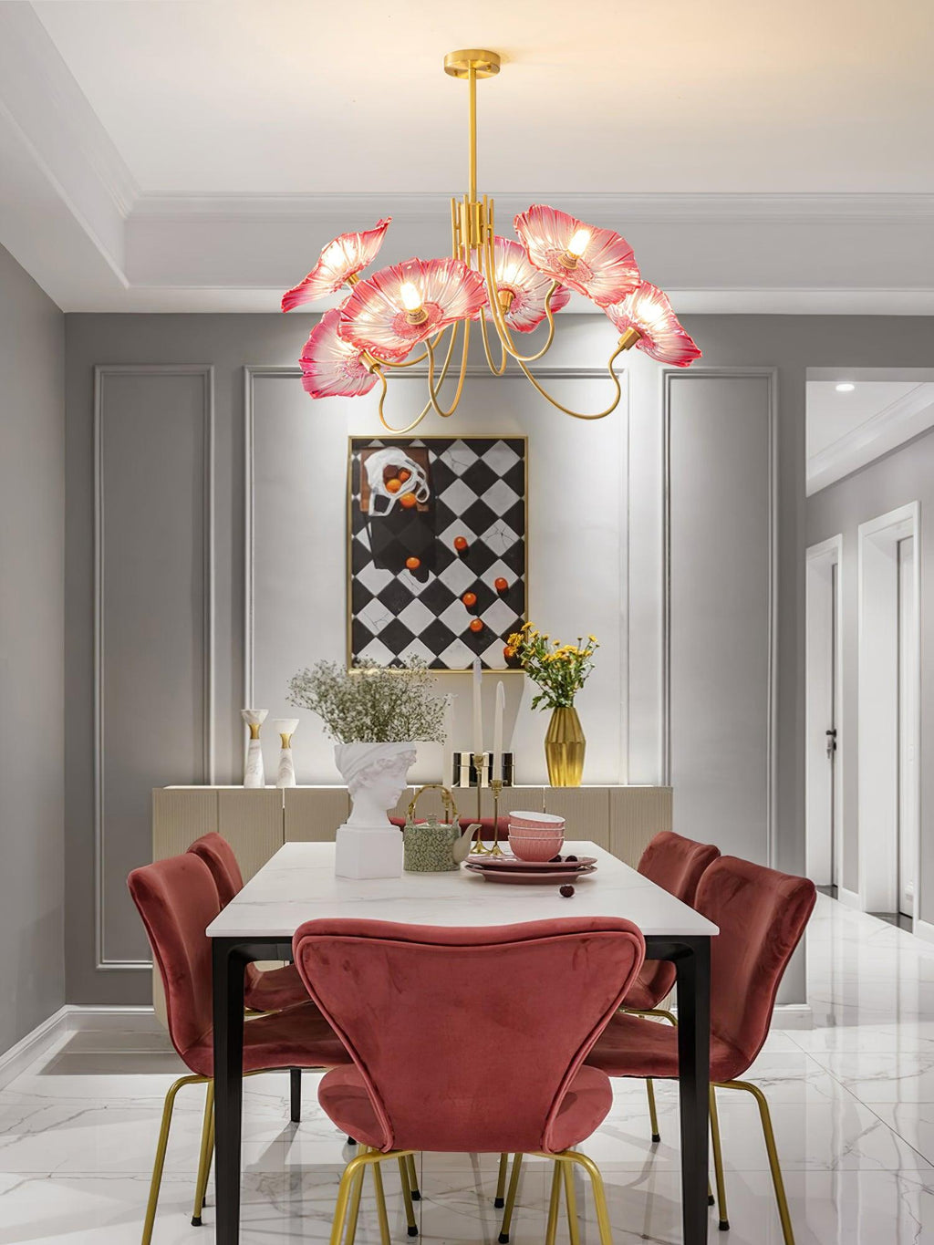 Lustra Chandelier Feuille de Lotus en Verre - Neutralighting