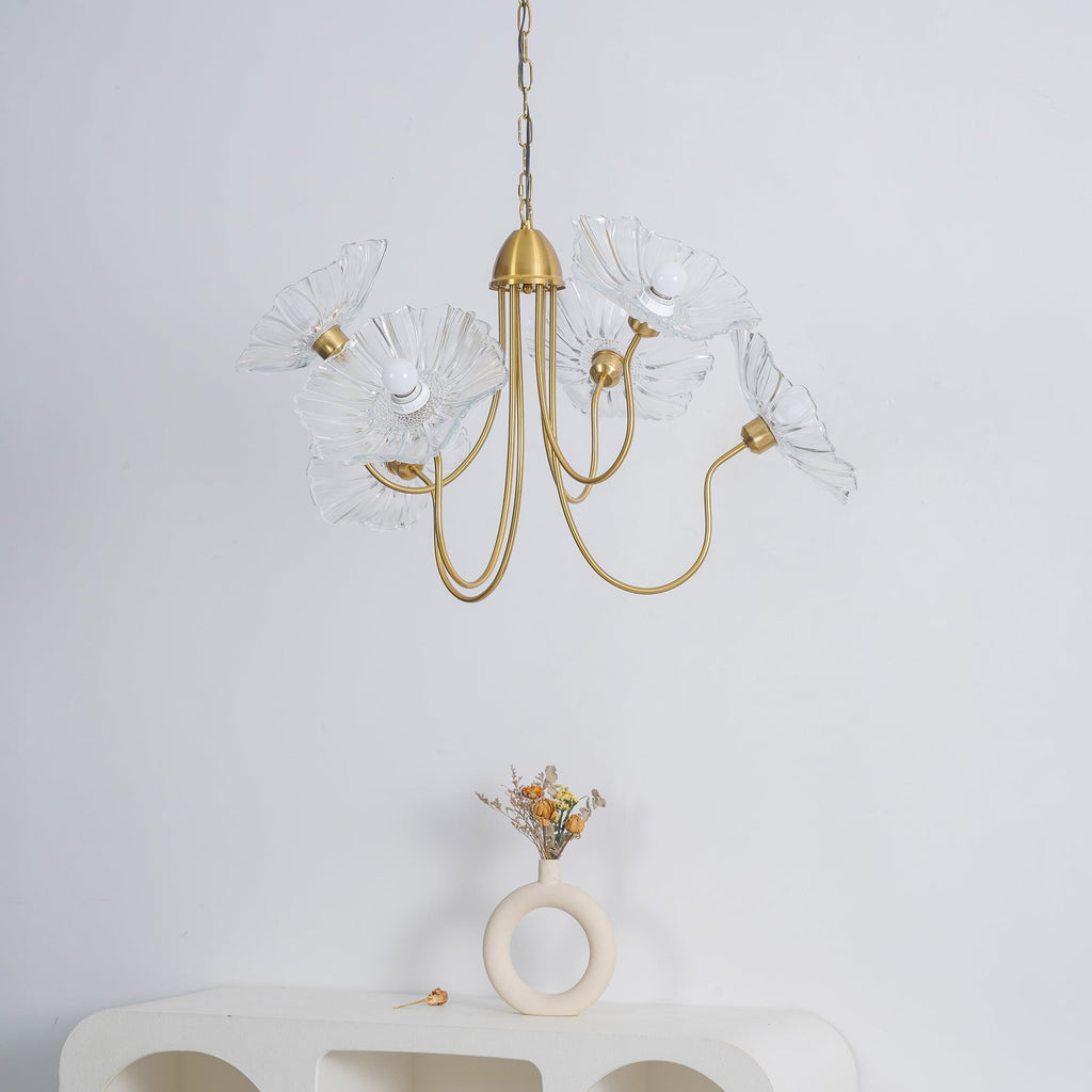 Lustra Chandelier Feuille de Lotus en Verre - Neutralighting