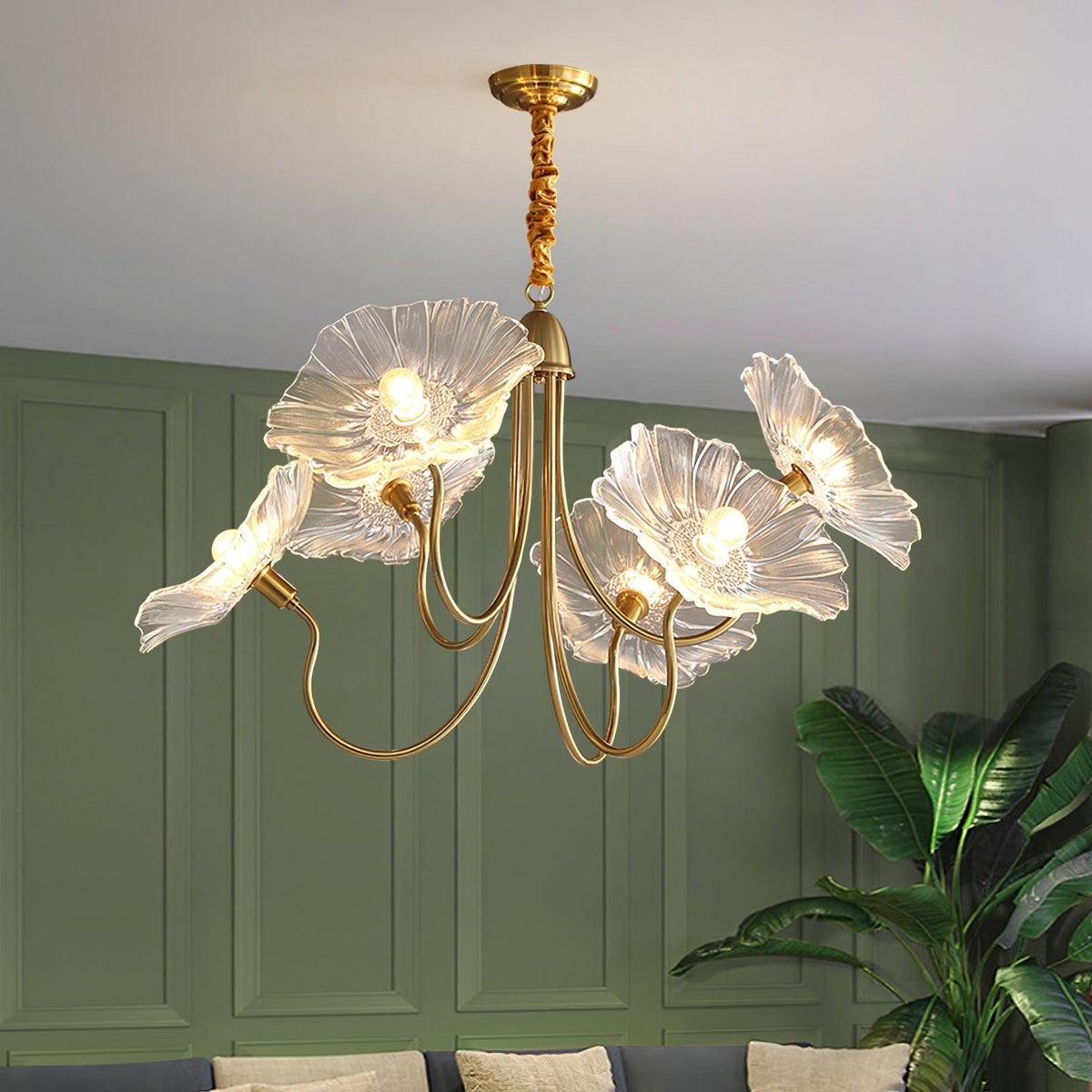 Lustra Chandelier Feuille de Lotus en Verre - Neutralighting