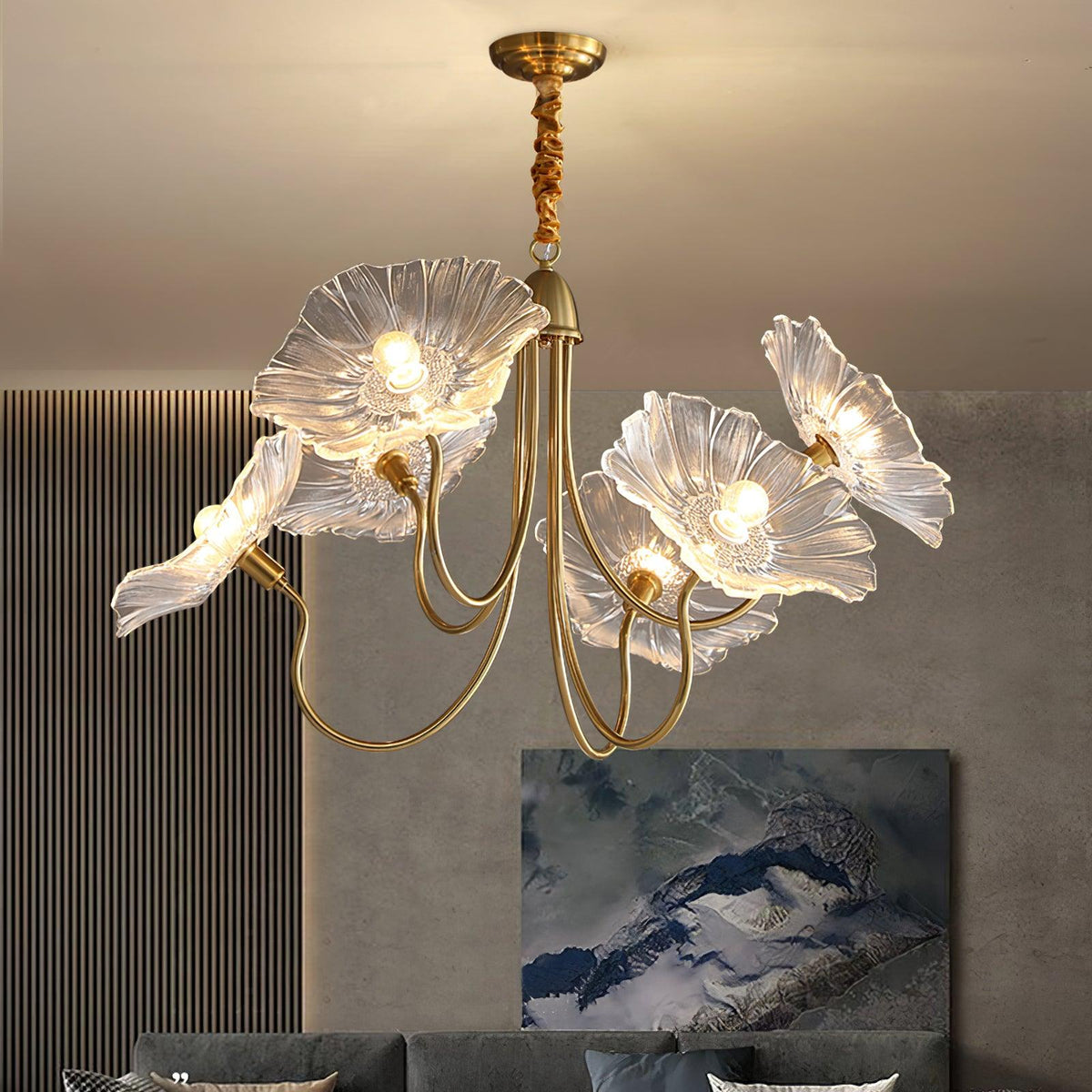 Lustra Chandelier Feuille de Lotus en Verre - Neutralighting