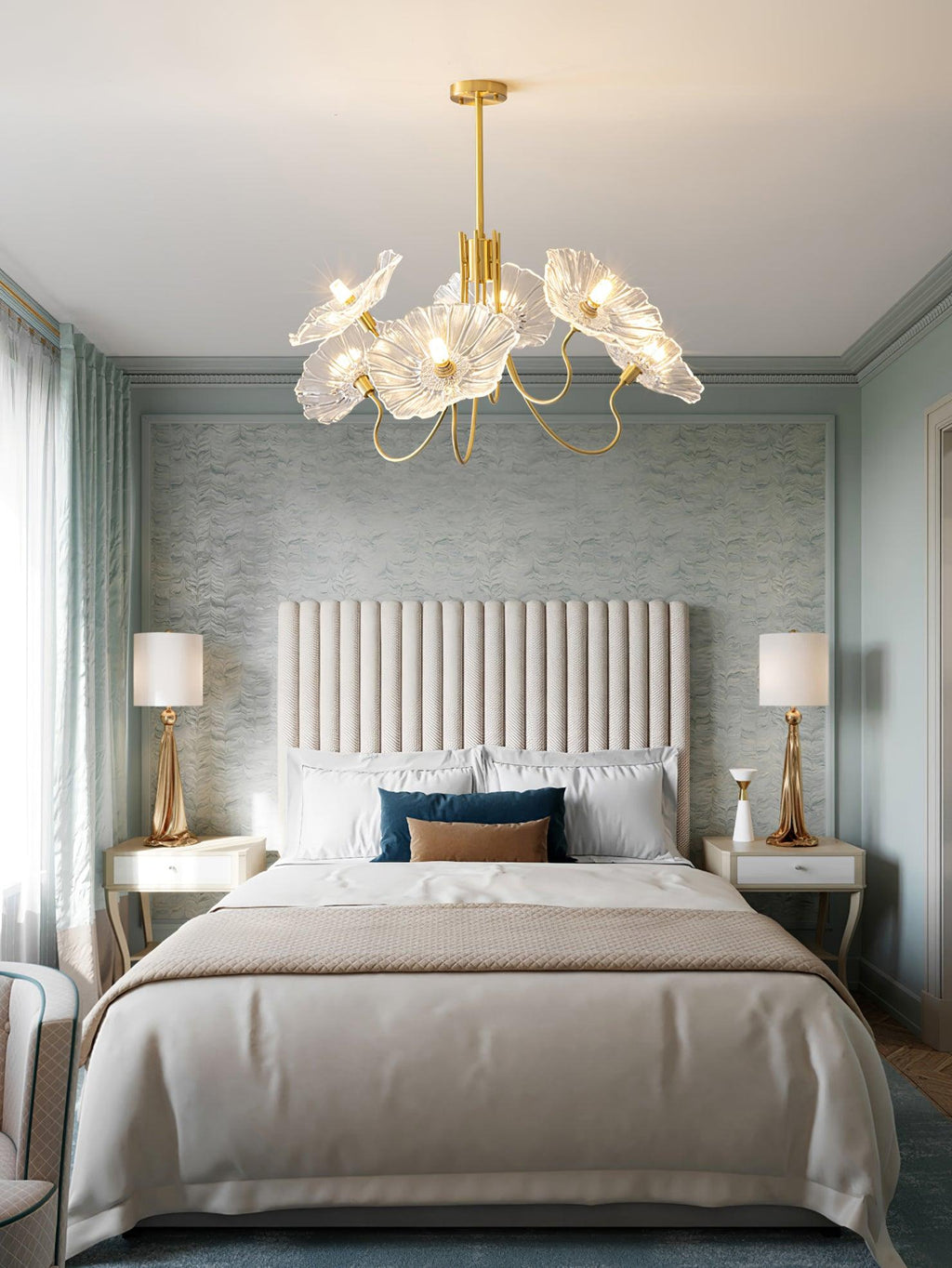 Lustra Chandelier Feuille de Lotus en Verre - Neutralighting
