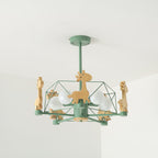 Lustra Chandelier Joli Cerf en Bois Vert & Rose - Neutralighting
